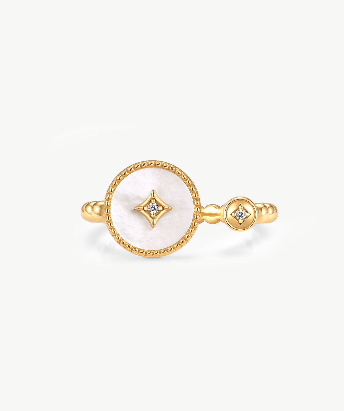 Aura Milgrain Copper Coin Gemstone Open Ring