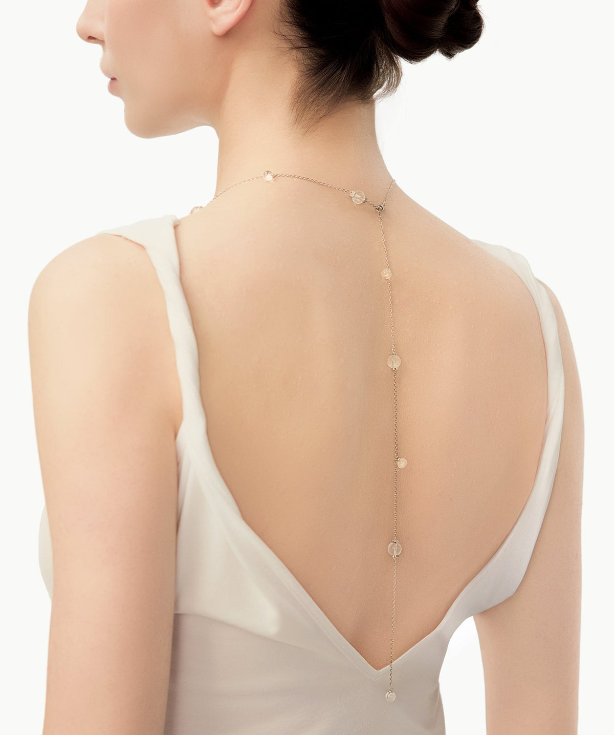 Cetus White Quartz Station Necklace
