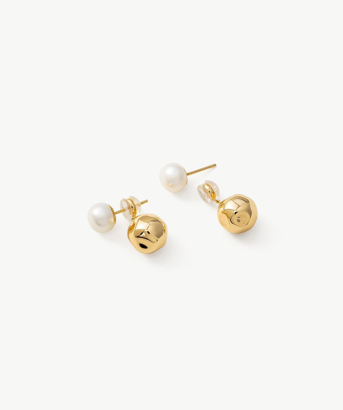 Molten Pearl Dual Stud Earrings