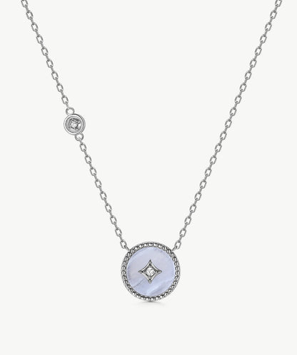 Aura Gemstone Milgrain Copper Coin Pendant Necklace