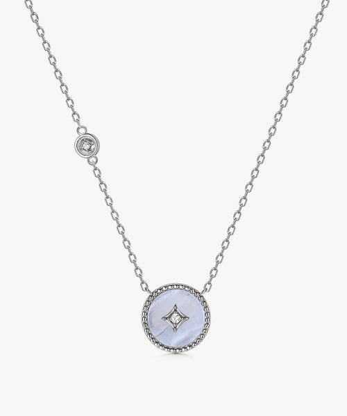 Aura Gemstone Milgrain Copper Coin Pendant Necklace