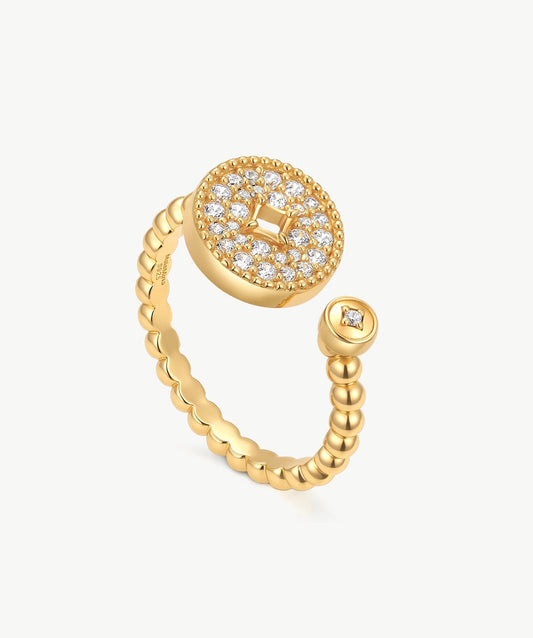 Aura Milgrain Copper Coin Open Ring