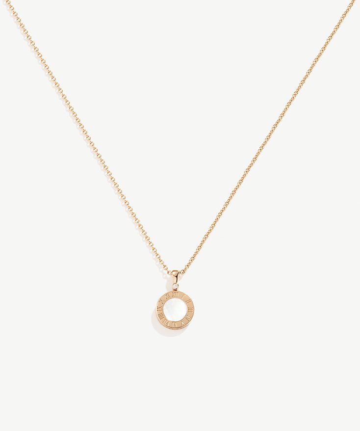 Chronos Gemstone Roman Numbers Pendant Necklace
