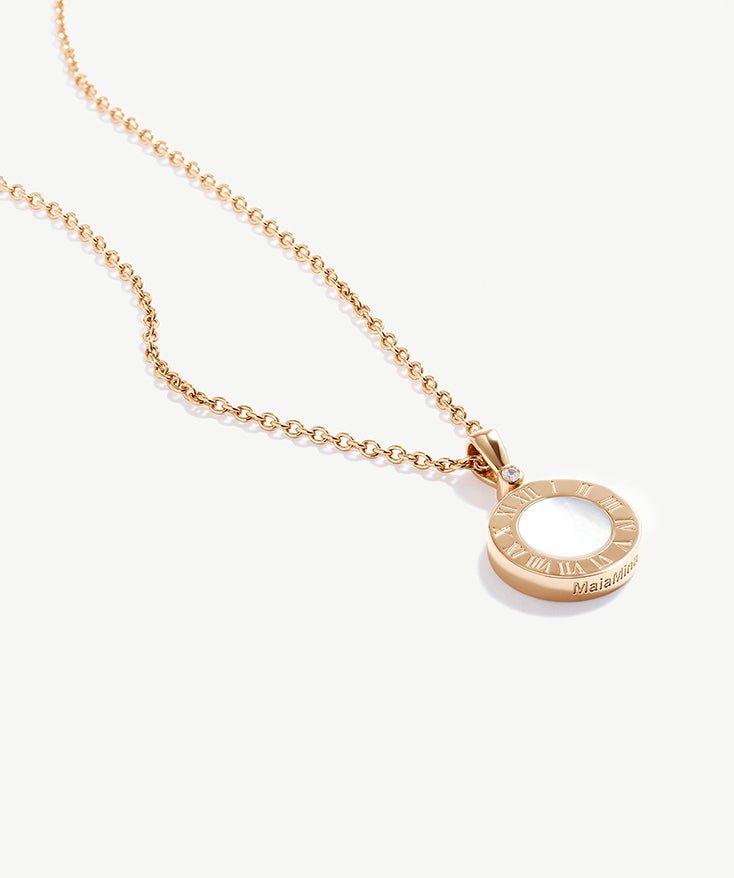 Chronos Gemstone Roman Numbers Pendant Necklace