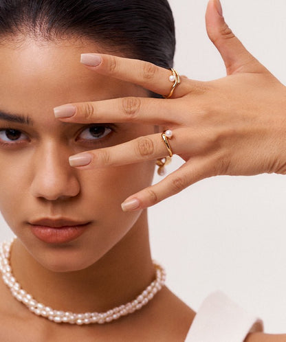 Molten Pearl Entwine Open Ring