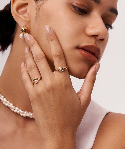 Molten Pearl Entwine Open Ring
