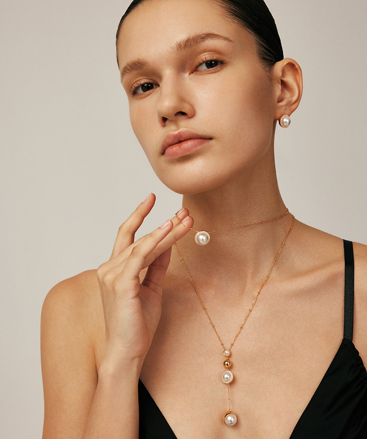 Phase Pearl Pave Moon Pendant Necklace