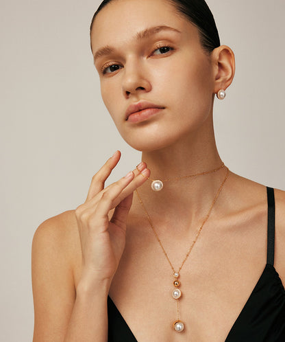 Phase Pearl Pave Moon Pendant Necklace