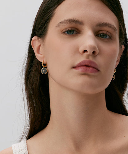 Aura Gemstone Copper Coin Drop Earrings