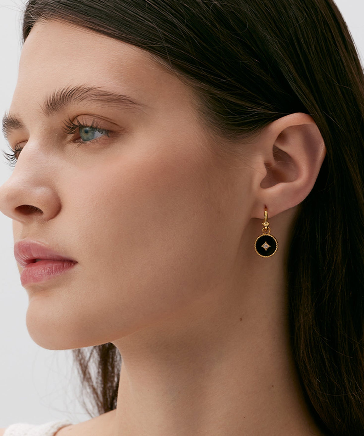 Aura Gemstone Copper Coin Drop Earrings