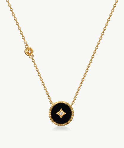 Aura Gemstone Copper Coin Pendant Necklace