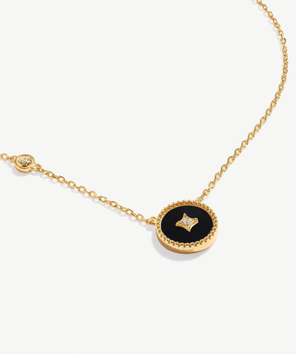 Aura Gemstone Copper Coin Pendant Necklace