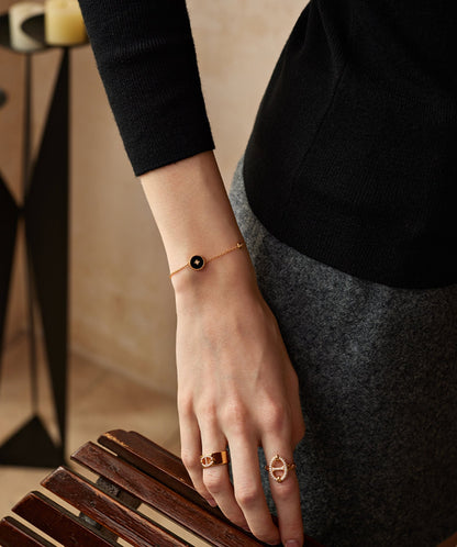 Aura Gemstone Copper Coin Station Bracelet