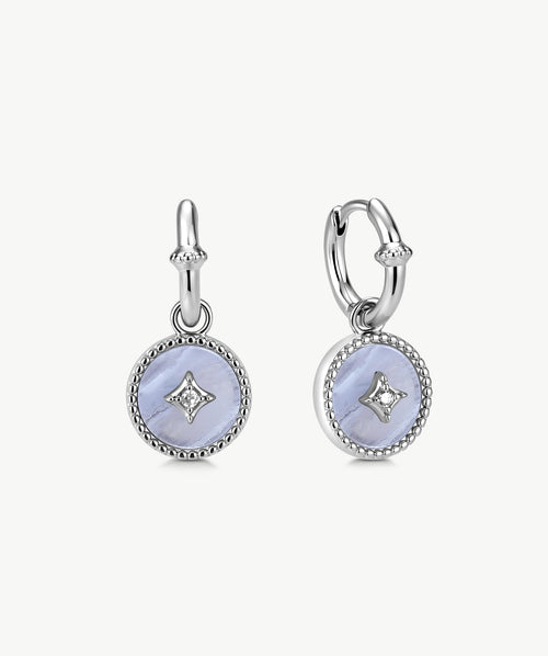 Aura Gemstone Milgrain Copper Coin Drop Earrings