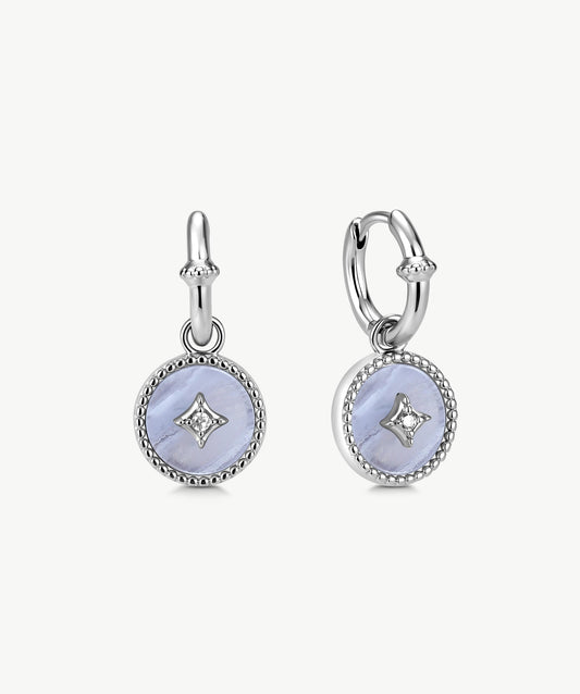 Aura Gemstone Milgrain Copper Coin Drop Earrings