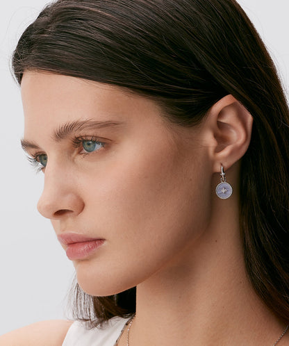 Aura Gemstone Milgrain Copper Coin Drop Earrings