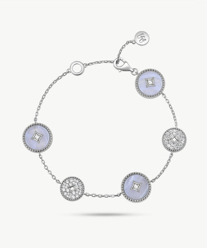 Aura Gemstone Milgrain Copper Coin Station Bracelet