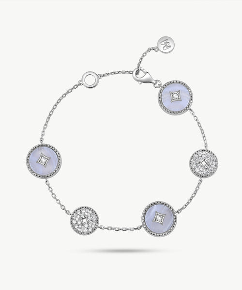 Aura Gemstone Milgrain Copper Coin Station Bracelet