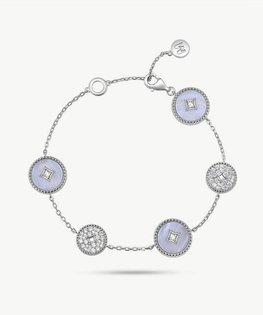 Aura Gemstone Milgrain Copper Coin Station Bracelet