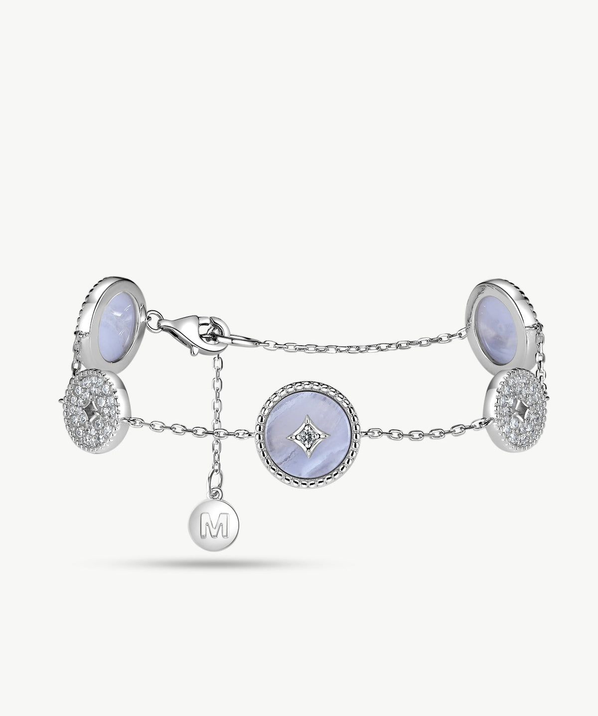 Aura Gemstone Milgrain Copper Coin Station Bracelet