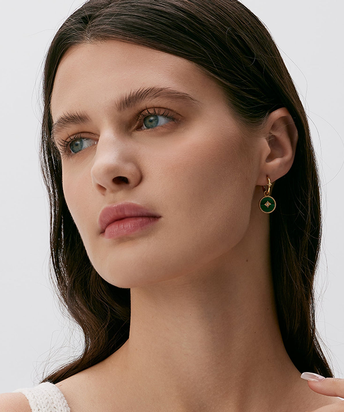 Aura Gemstone Copper Coin Drop Earrings