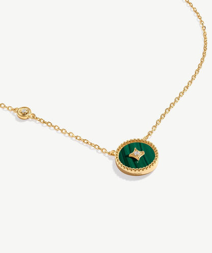 Aura Gemstone Copper Coin Pendant Necklace