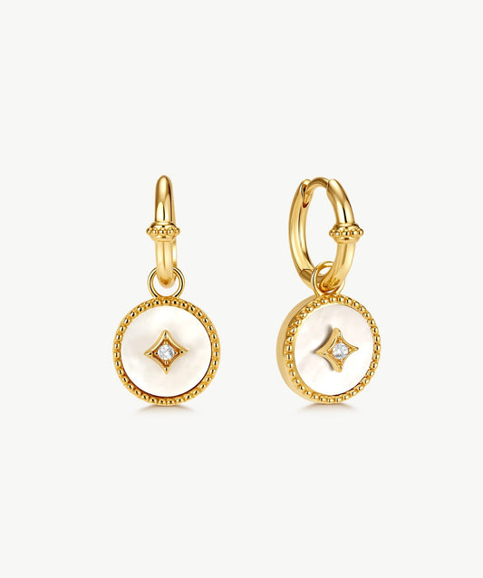Aura Gemstone Copper Coin Drop Earrings