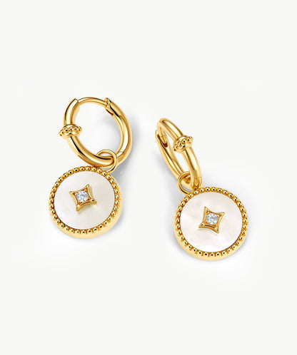 Aura Gemstone Copper Coin Drop Earrings
