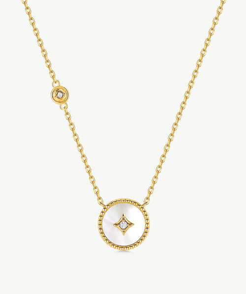 Aura Gemstone Copper Coin Pendant Necklace