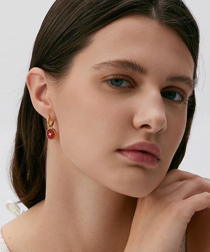 Aura Gemstone Copper Coin Drop Earrings