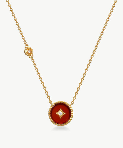 Aura Gemstone Copper Coin Pendant Necklace