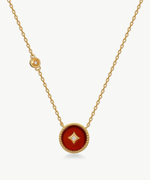 Aura Gemstone Copper Coin Pendant Necklace