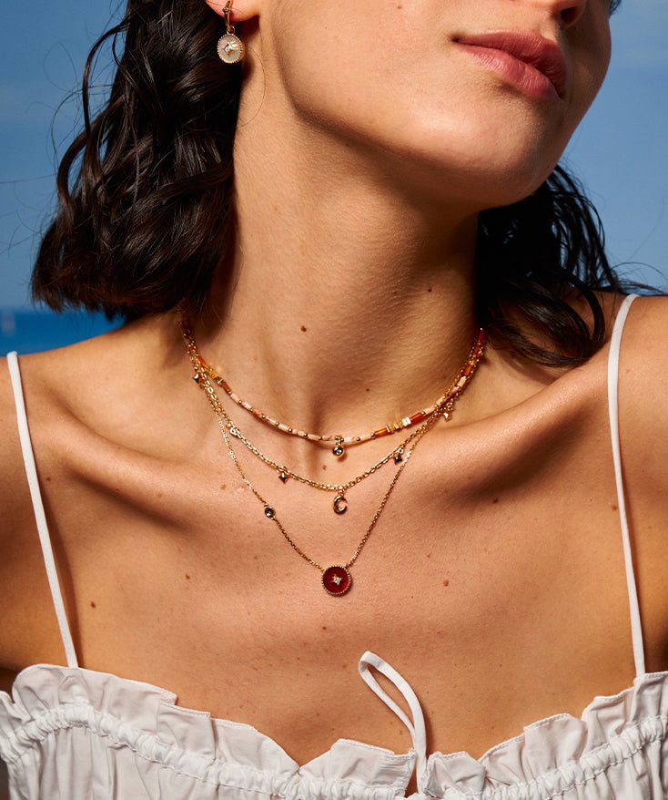 Aura Gemstone Copper Coin Pendant Necklace