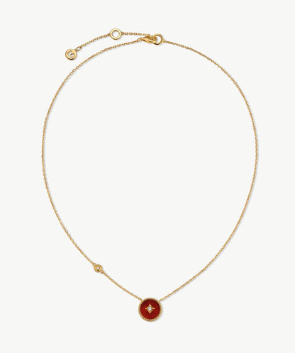 Aura Gemstone Copper Coin Pendant Necklace