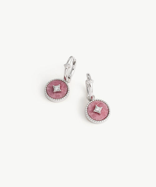 Aura Gemstone Milgrain Copper Coin Drop Earrings