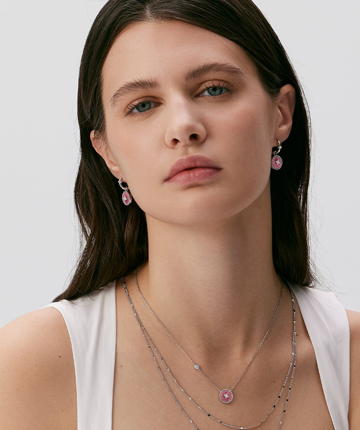 Aura Gemstone Milgrain Copper Coin Drop Earrings