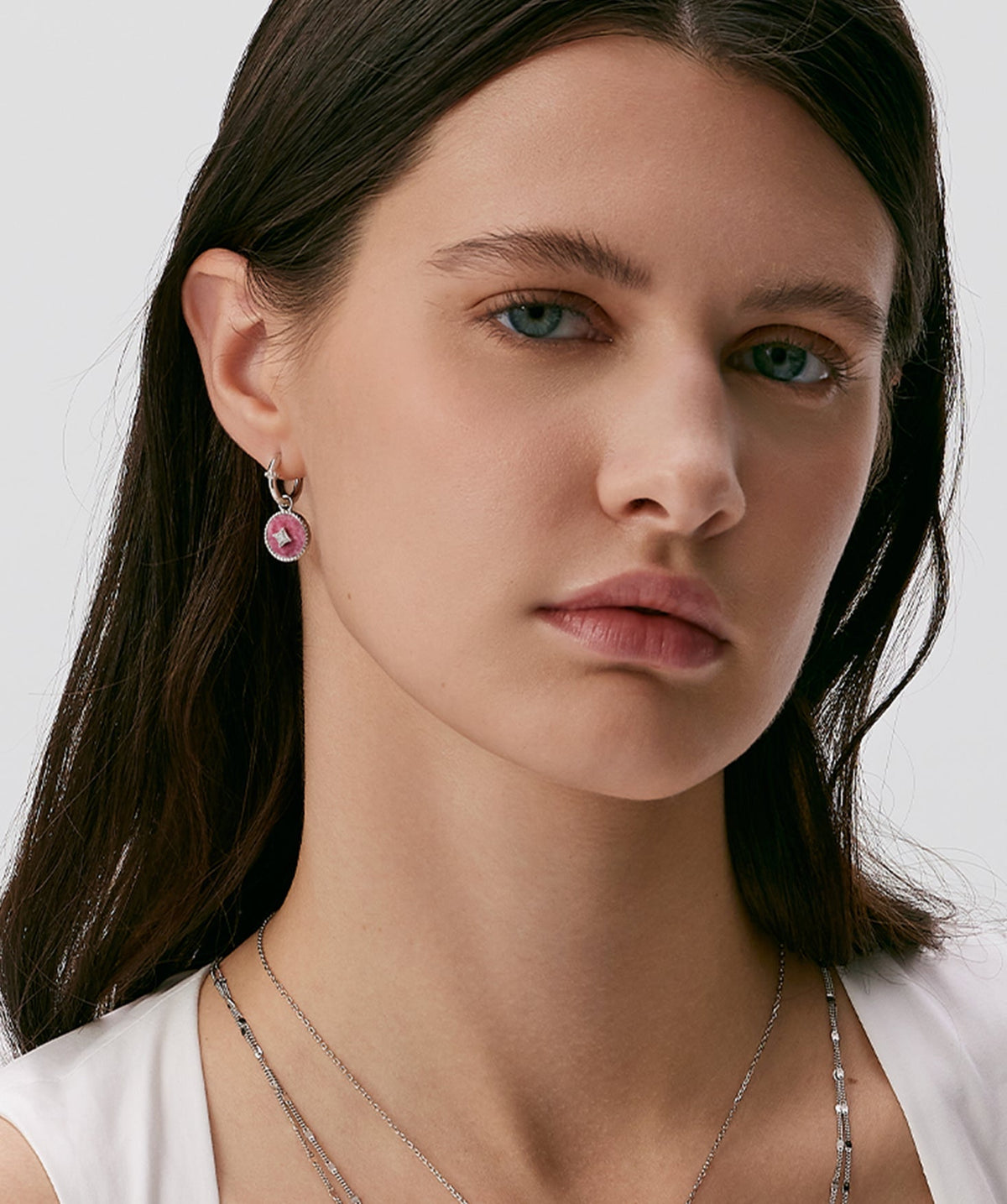 Aura Gemstone Milgrain Copper Coin Drop Earrings