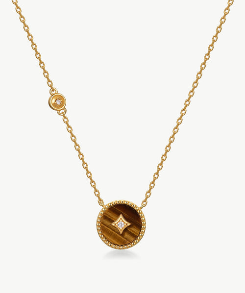 Aura Gemstone Copper Coin Pendant Necklace