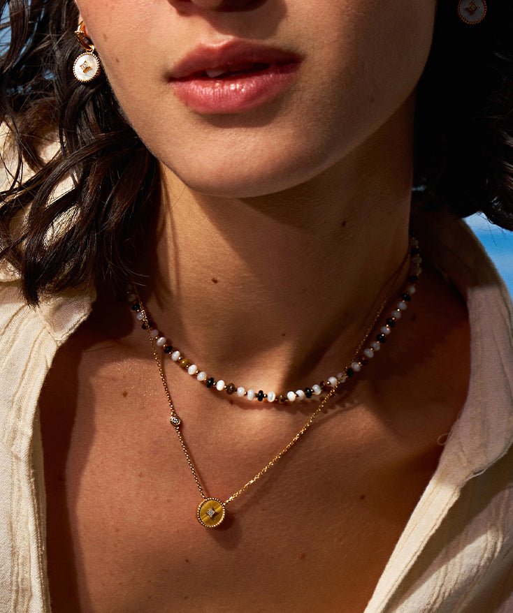 Aura Gemstone Copper Coin Pendant Necklace