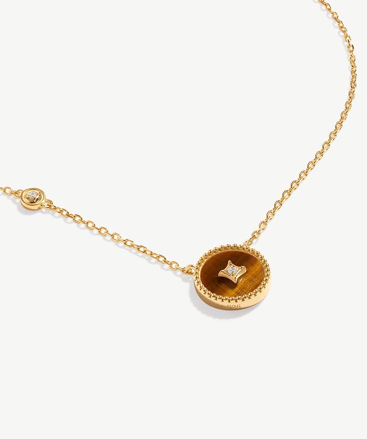 Aura Gemstone Copper Coin Pendant Necklace