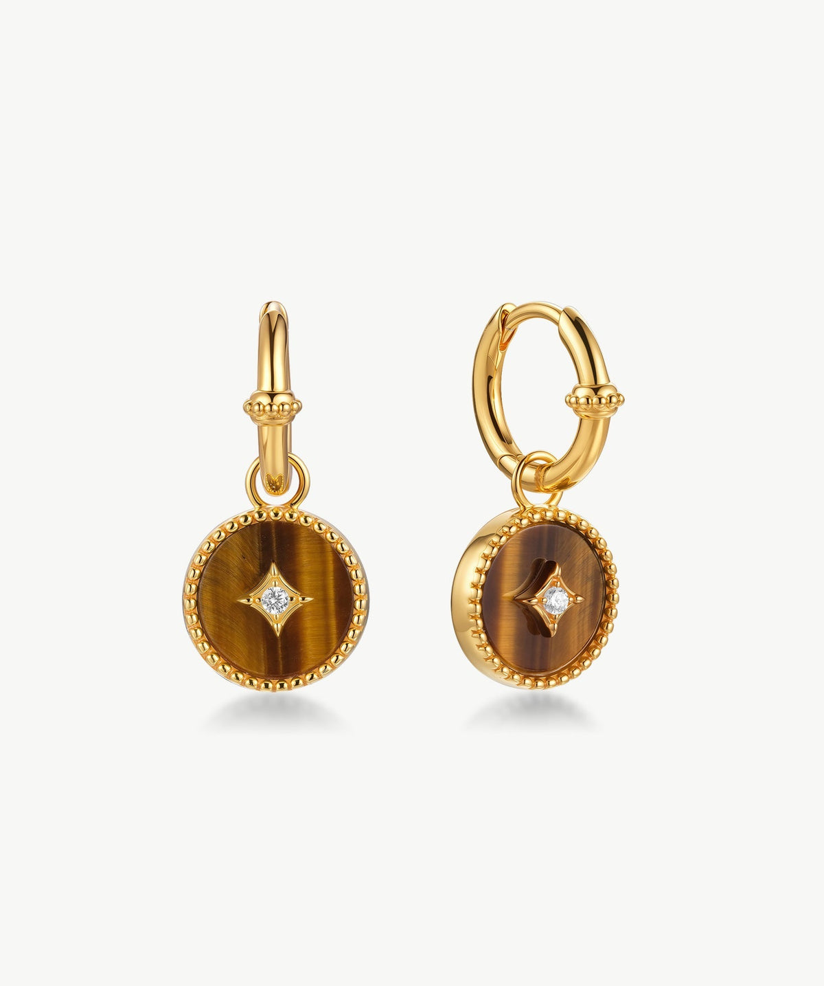 Aura Gemstone Copper Coin Drop Earrings