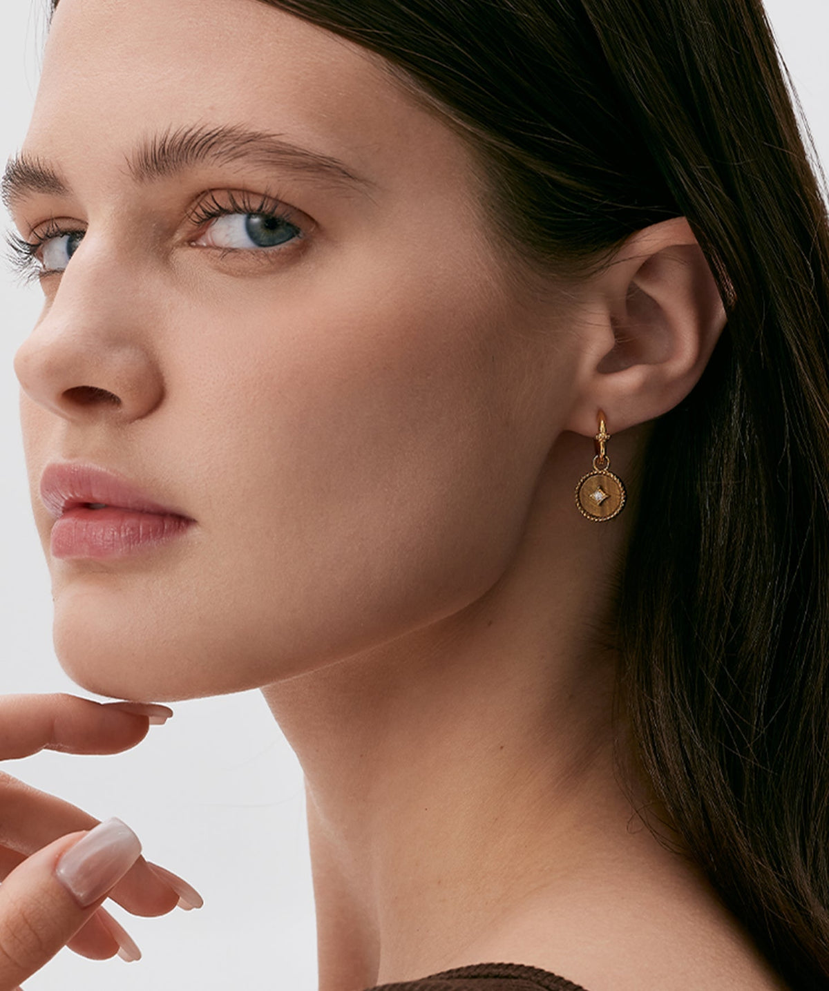 Aura Gemstone Copper Coin Drop Earrings