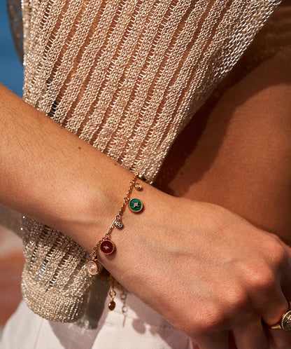 Aura Gemstone Copper Coin Charm Bracelet