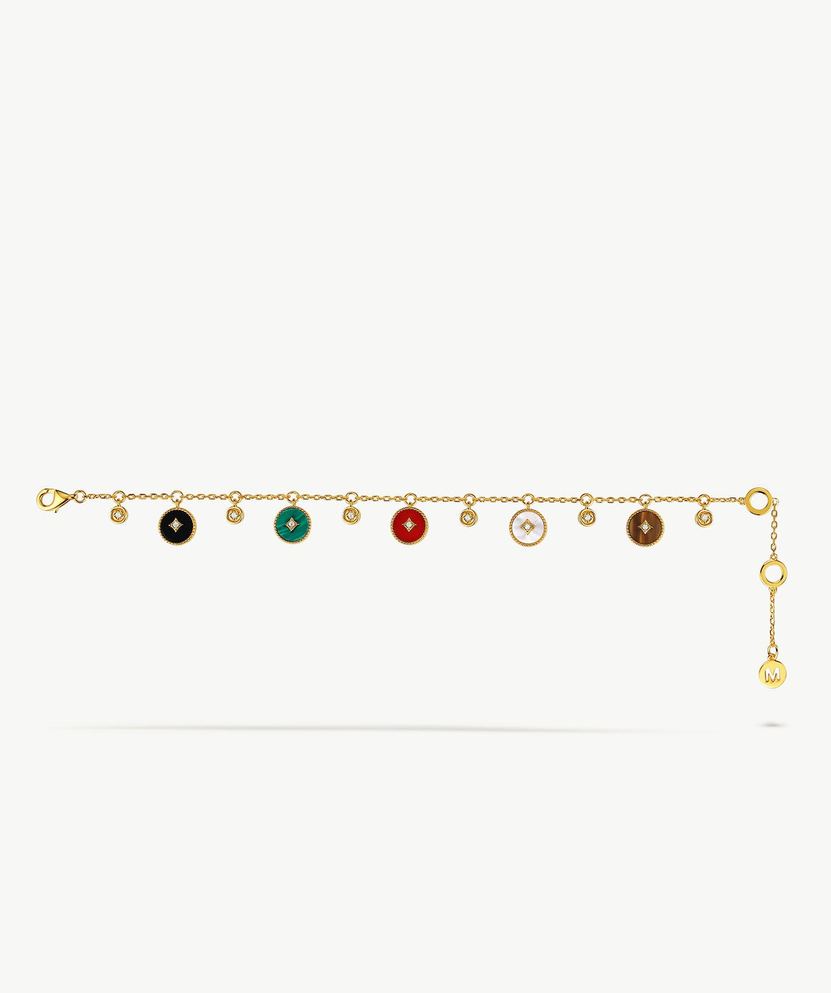 Aura Gemstone Copper Coin Charm Bracelet
