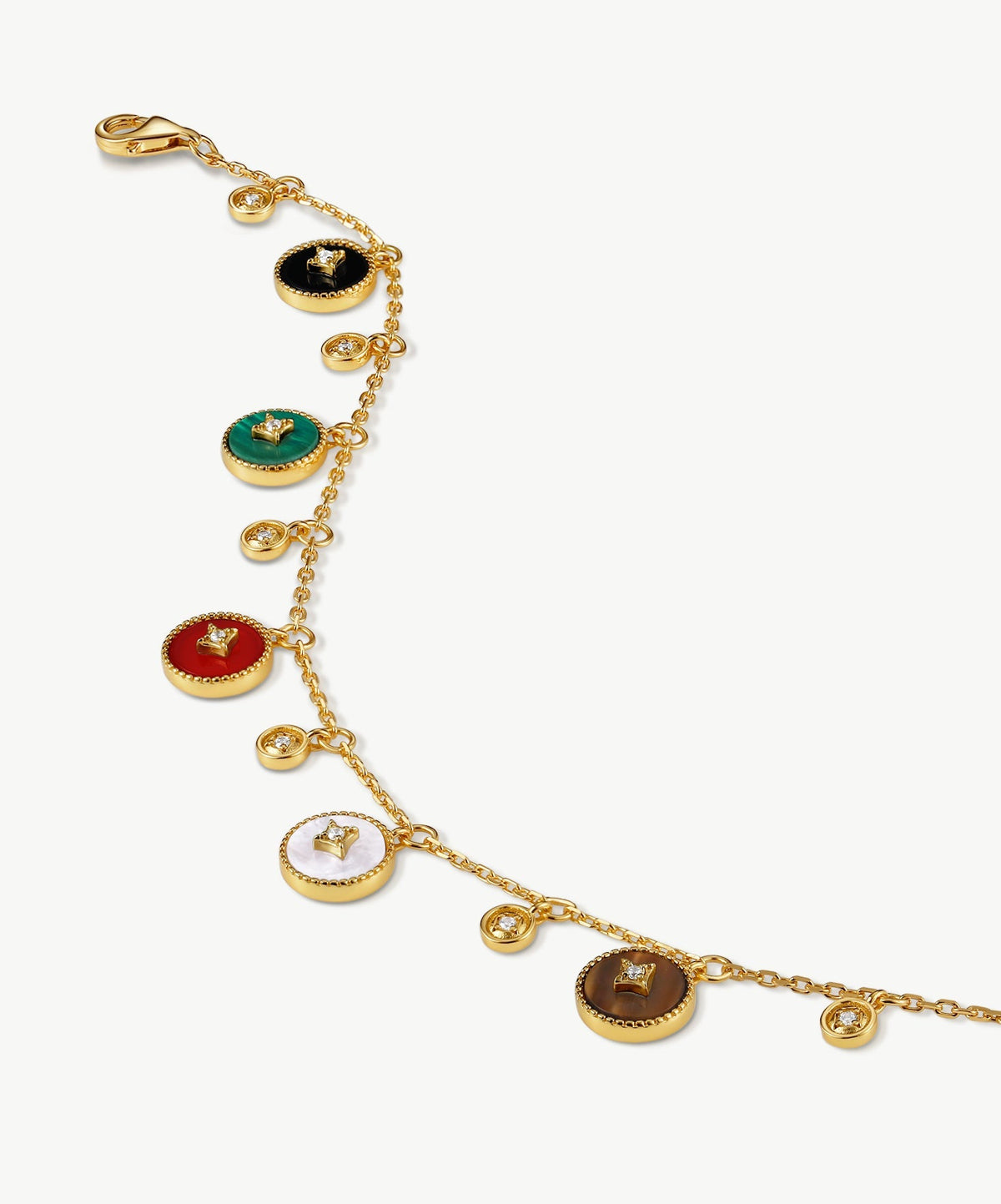 Aura Gemstone Copper Coin Charm Bracelet