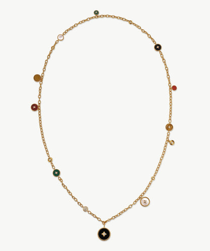 Aura Gemstone Copper Coin Pendant Necklace