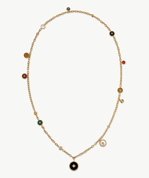 Aura Gemstone Copper Coin Pendant Necklace