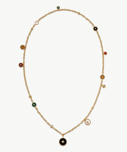 Aura Gemstone Copper Coin Pendant Necklace