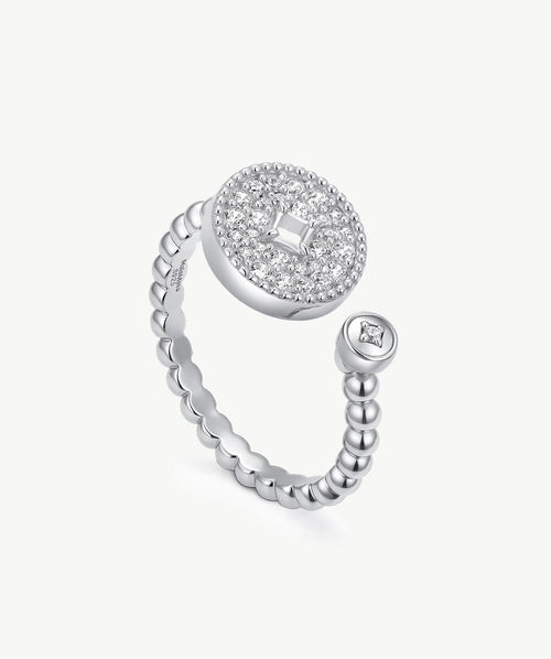 Aura Milgrain Copper Coin Open Ring