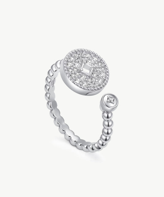 Aura Milgrain Copper Coin Open Ring
